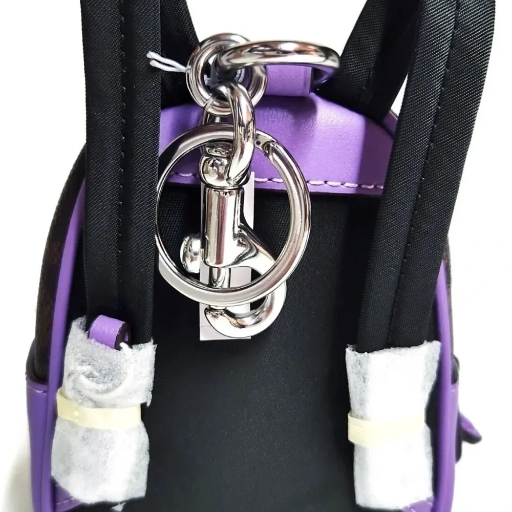 Coach Mini Court Backpack Bag Charm Coated Canvas Brown Iris Multi Leather NWT